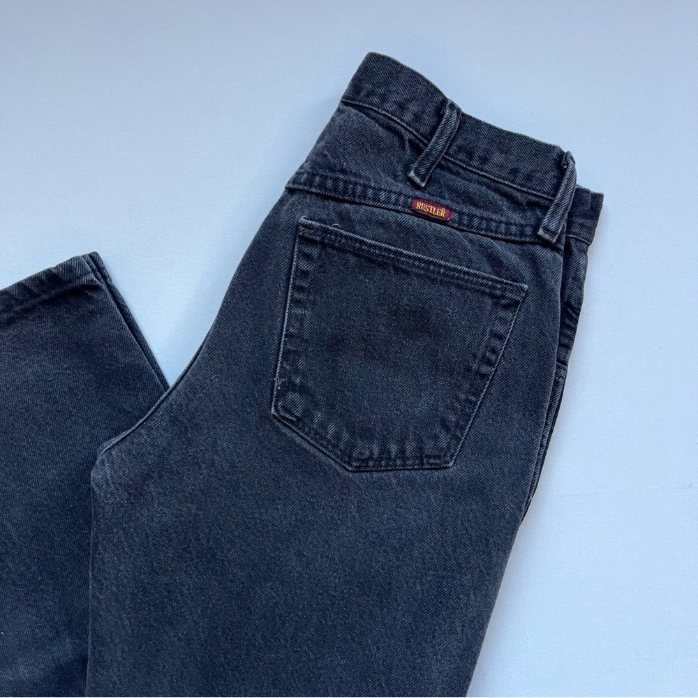 Vintage Rustler Black Washed Denim Boyfriend High Waisted Jeans